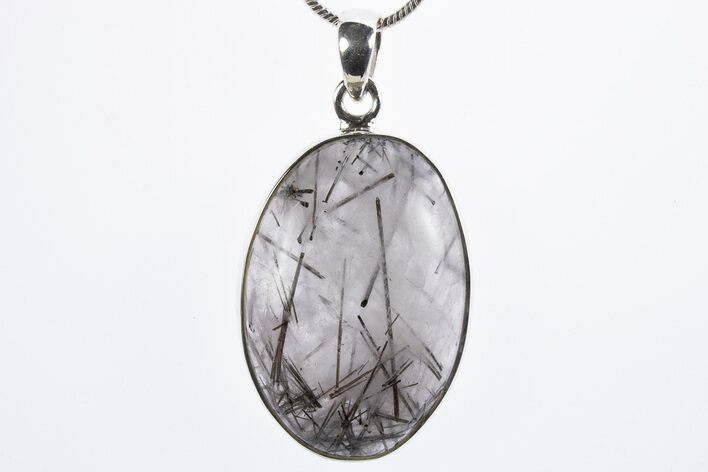 Glassy Tourmalinated Quartz Pendant - Sterling Silver #305032